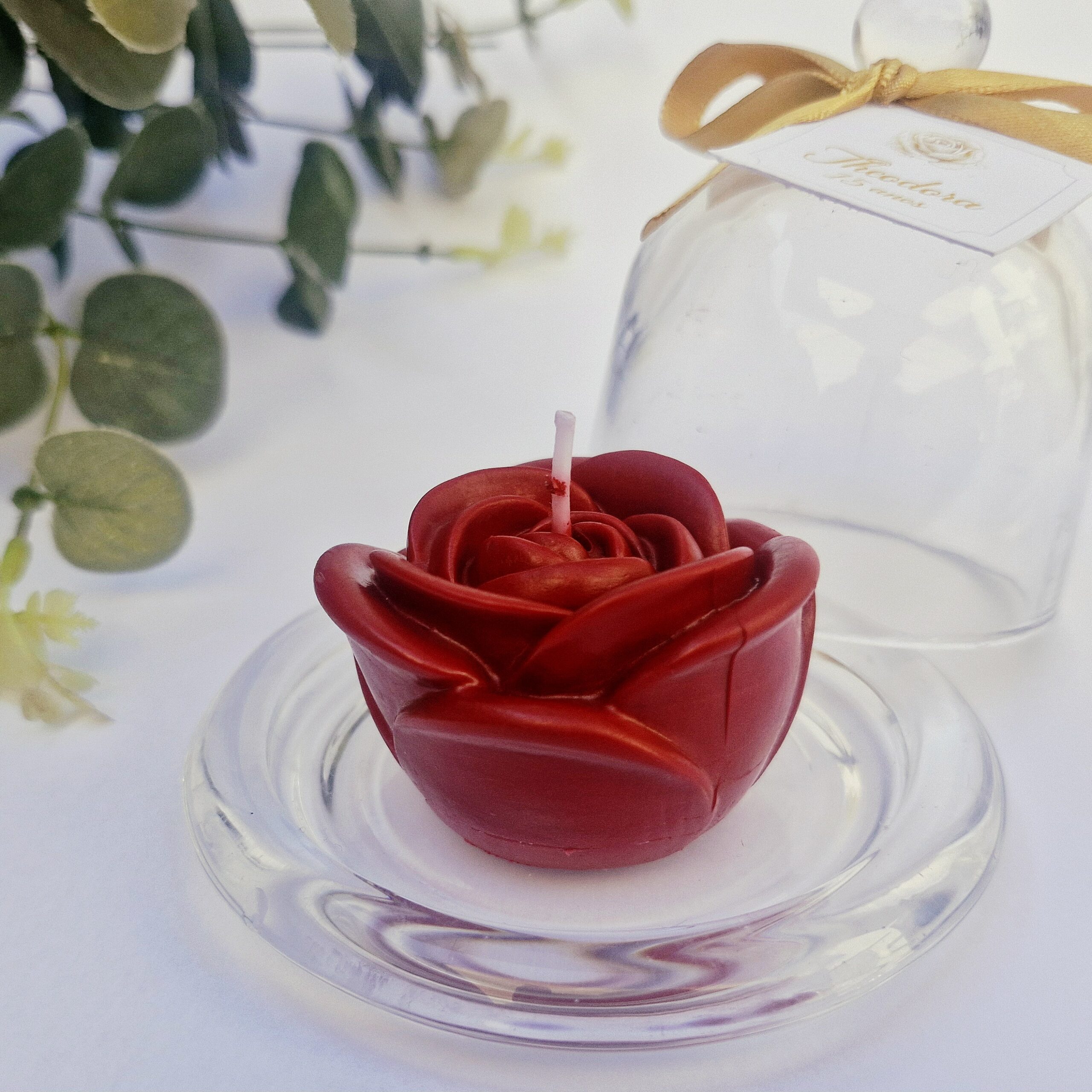 vela aromatica lembrancinha cupula com rosa (2)
