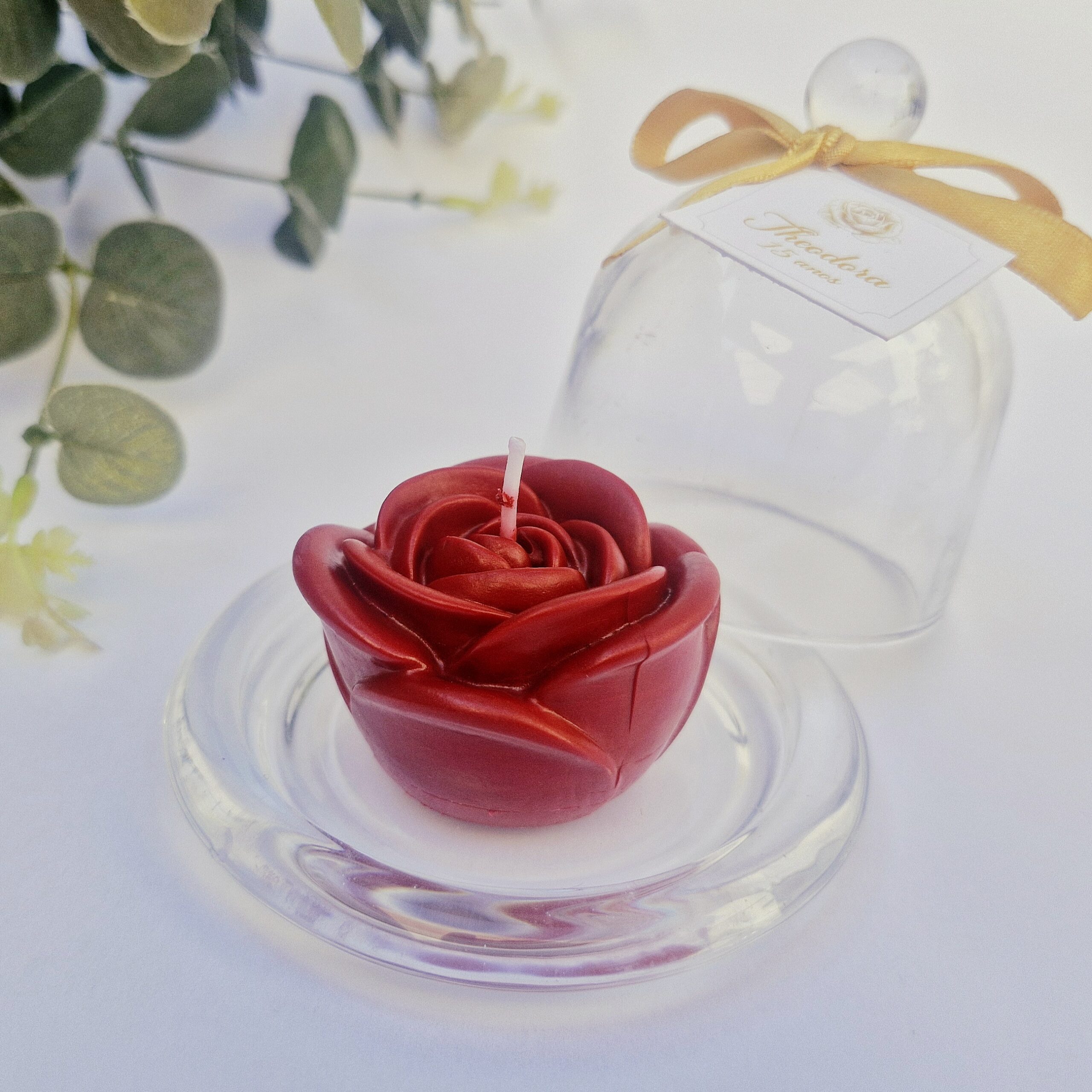vela aromatica lembrancinha cupula com rosa (2)
